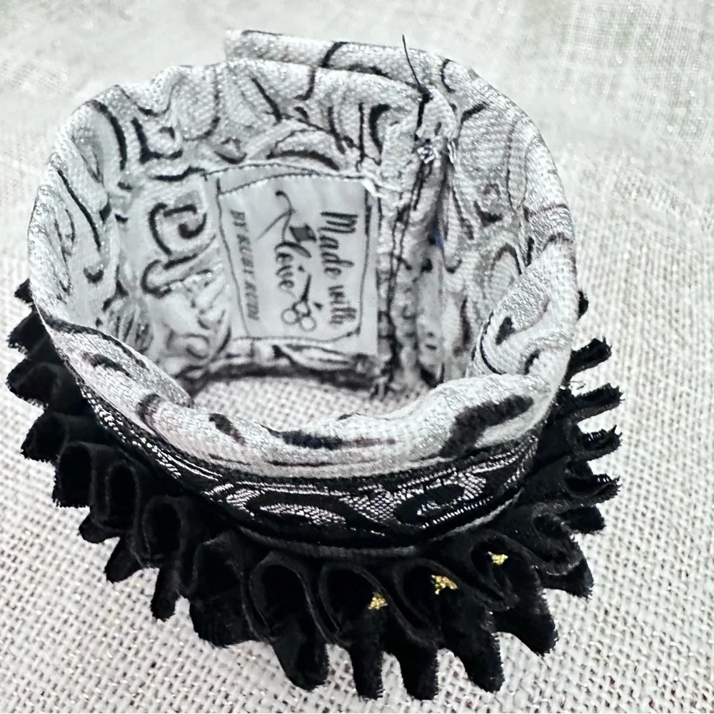 RUBYRUDI Cuff Bracelet Handcrafted OOAK Fabric Embellished Artisan Wearable Art